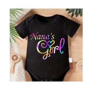 Black "Nana's Girl" Rainbow Script Baby One-Piece